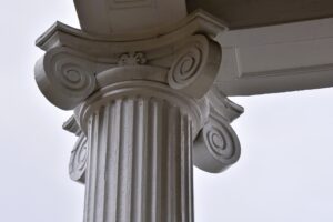 Greek style columns on the porch corners of Bellevue