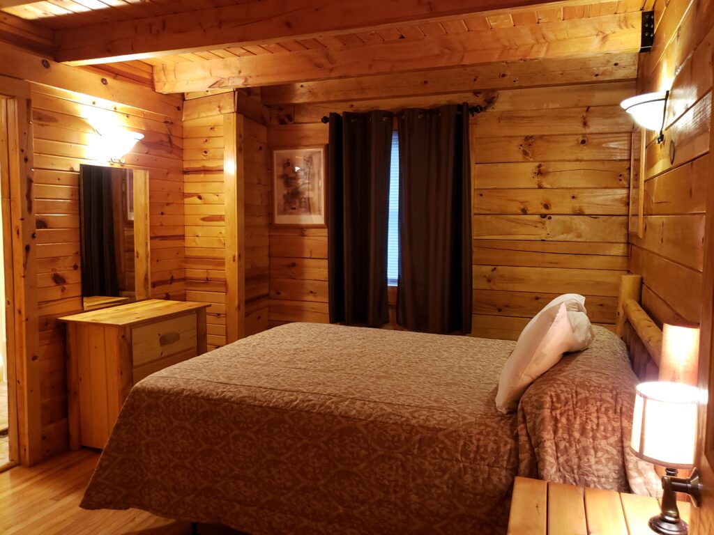 Master bedroom in log cabin