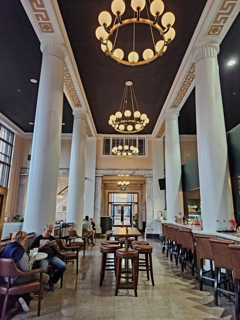 The inside of Roanoke's Liberty Trust, a bank lobby that is now a restaurant.