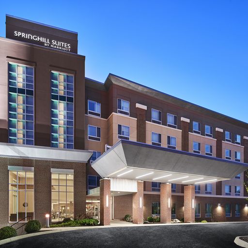 Exterior shot of the SpringHill Suites hotel.