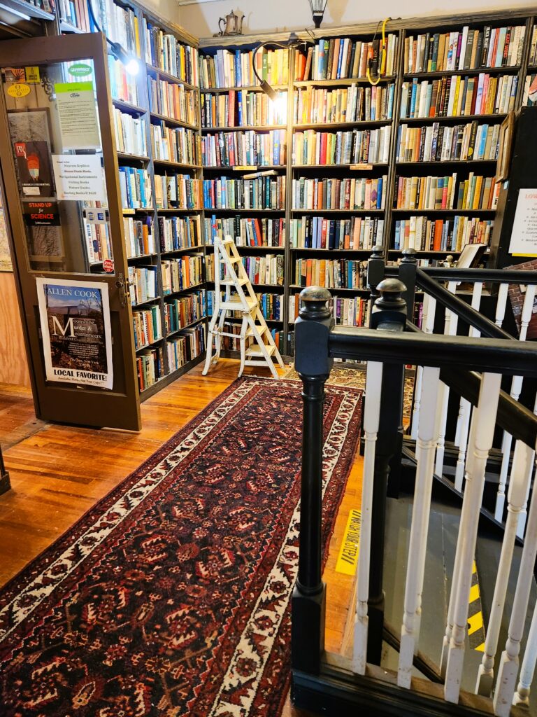 One of the many rooms, and levels, at the Little Switzerland book store!