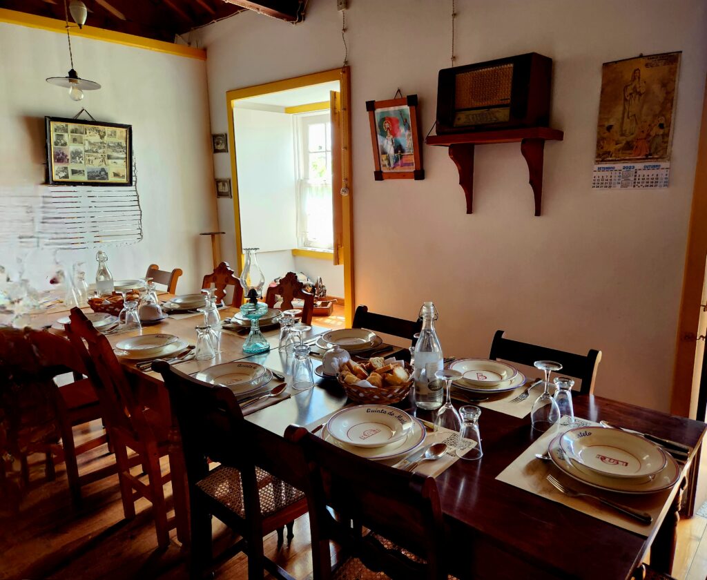 Upstairs dining area for guests at Quinta do Martelo historic farm 