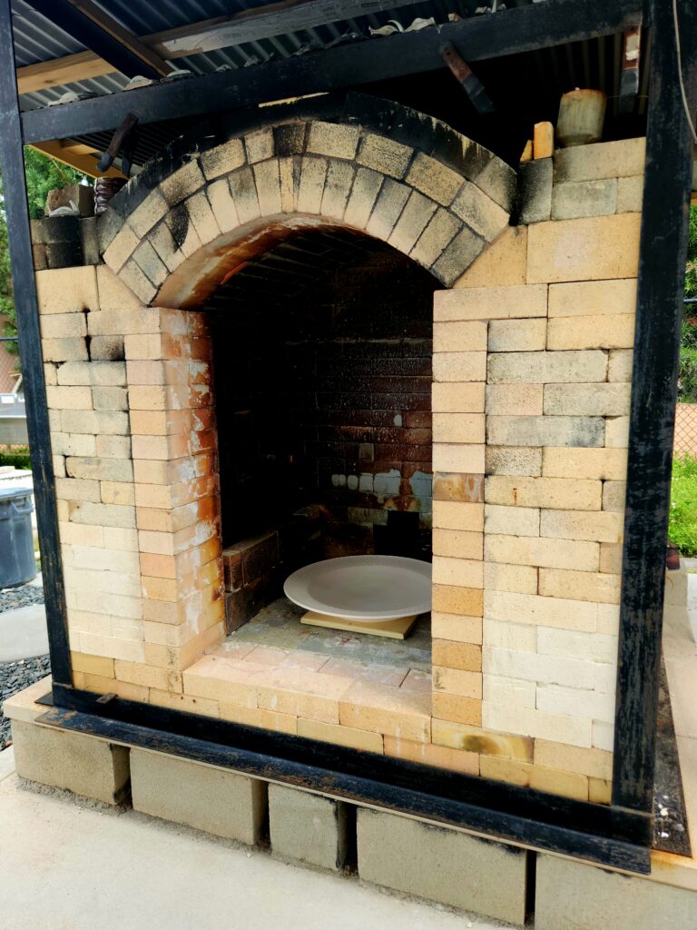 Large outdoor kiln with a platter air drying inside