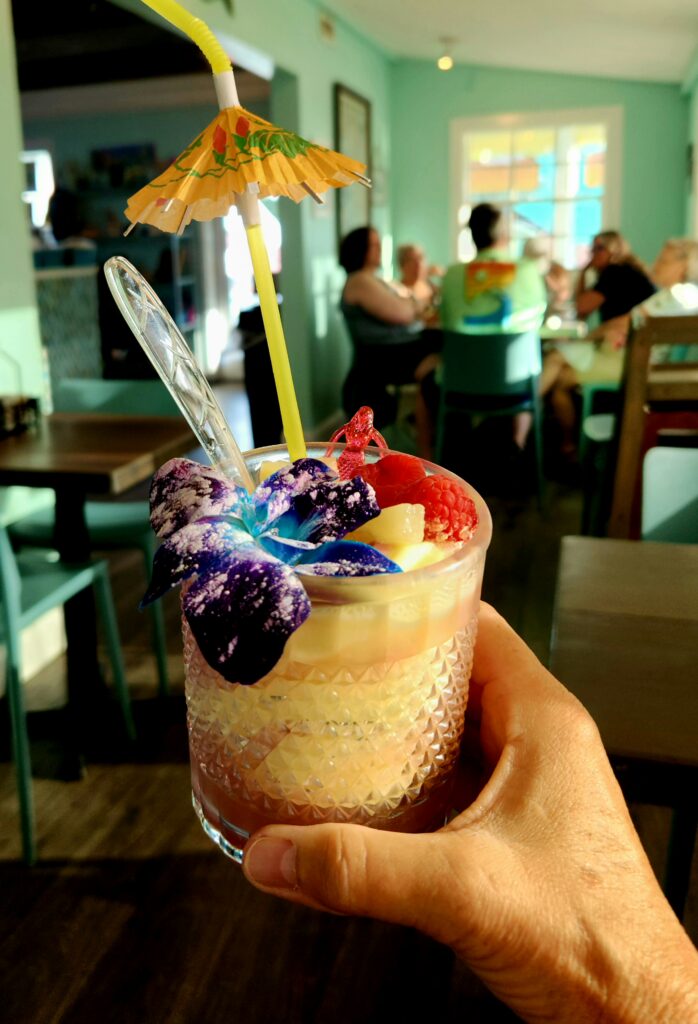 A Mango & Pomegranate mimosa - the Mermaid house special.