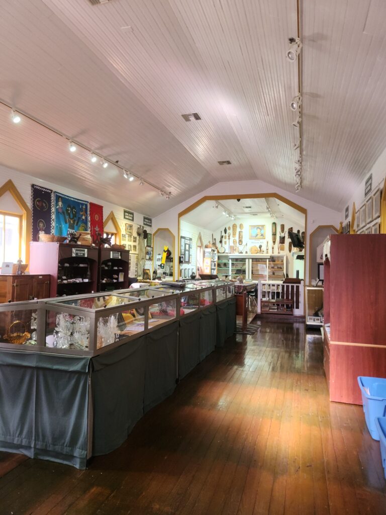 Long display cases in the Black History museum.