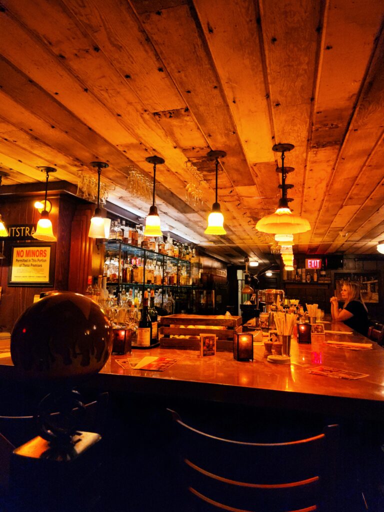 A cellar bar in a spooky building.