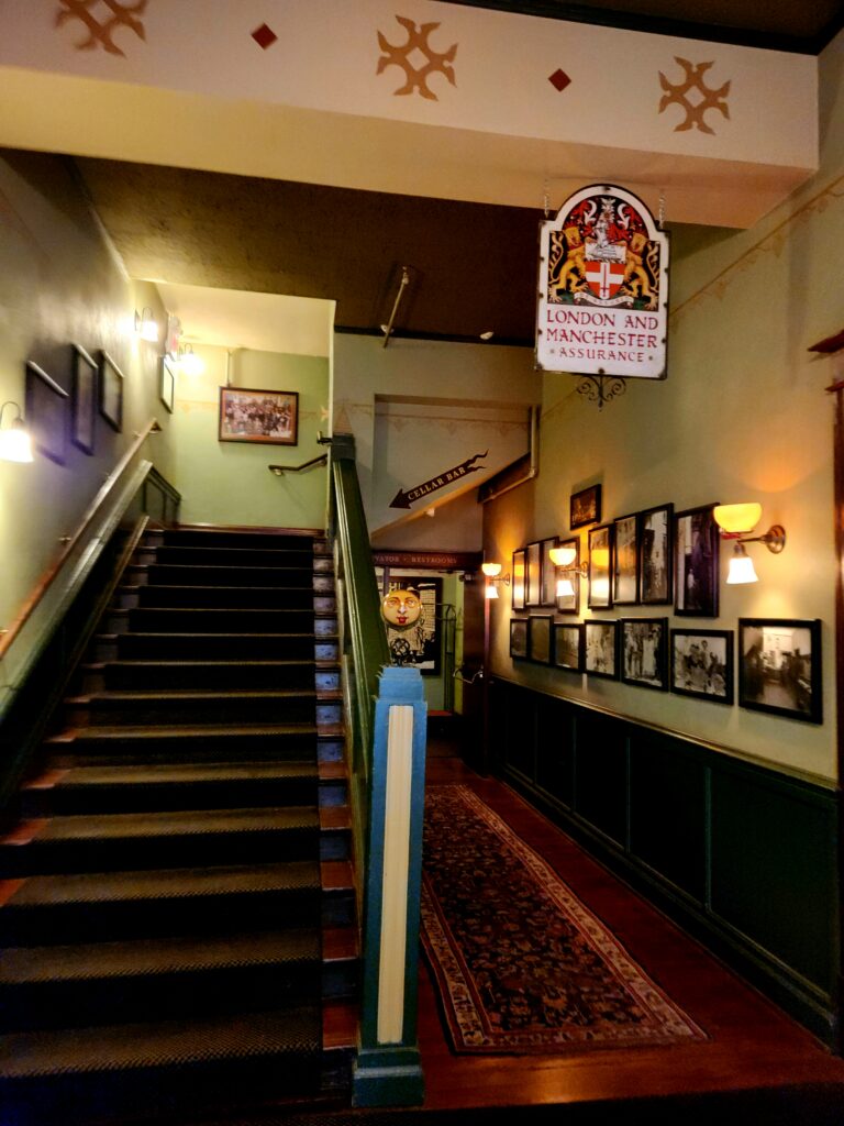 The stairway at Hotel Oregon.