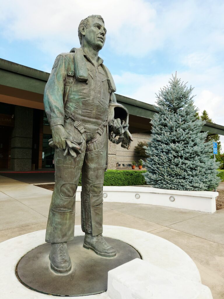 Spend 11 Awesome Days in the Willamette Valley 50 Statue of WWII aviator outside the Evergreen museum.