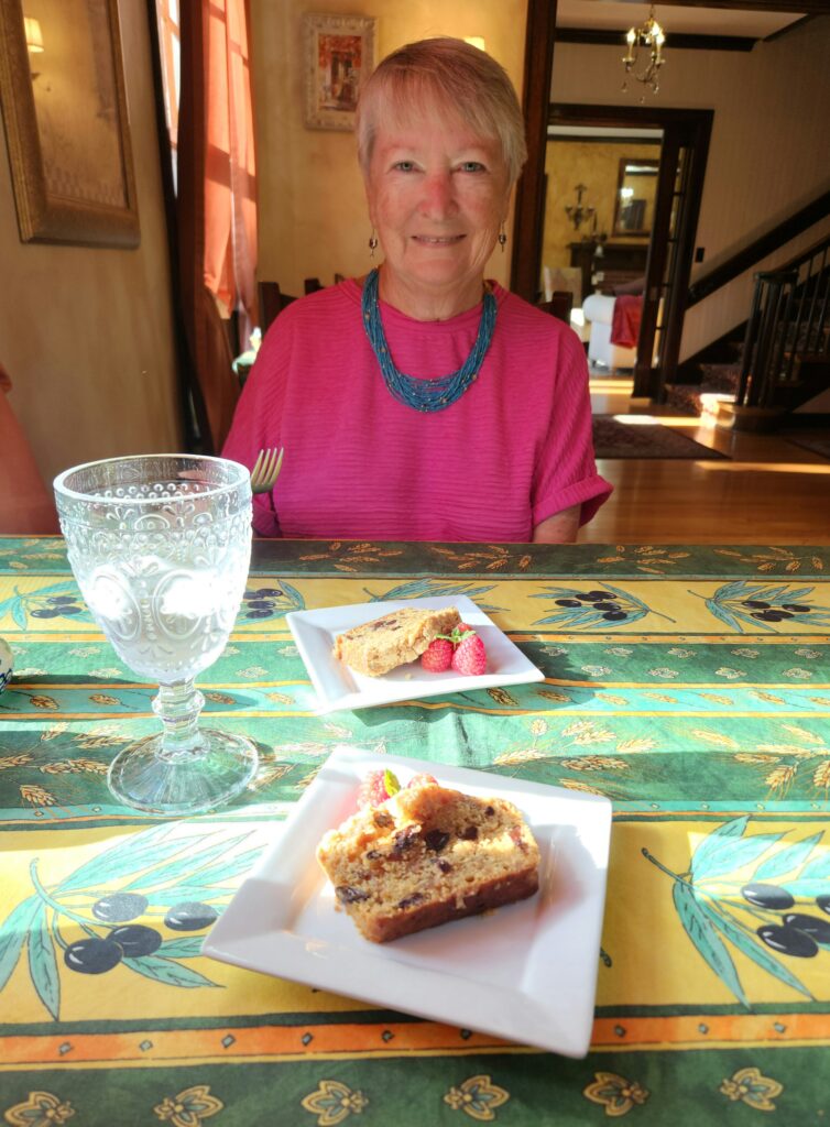 Spend 11 Awesome Days in the Willamette Valley 4 Writet smiles at her toasted bread with jam.