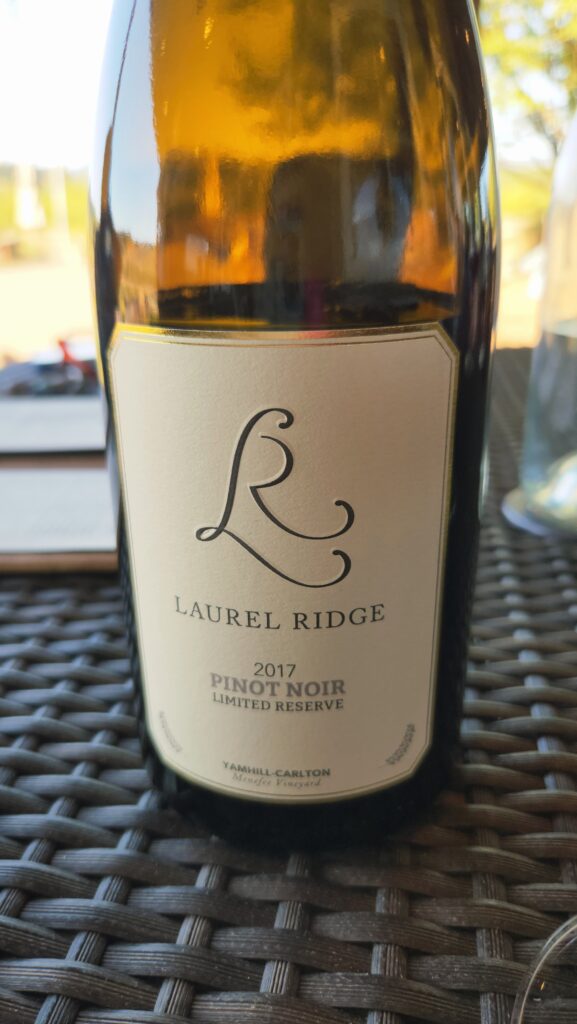 26 Sensational Must-Visit Oregon Wineries in the Willamette Valley 72 Close up of Laurel Ridge Pinot Noir bottle.
