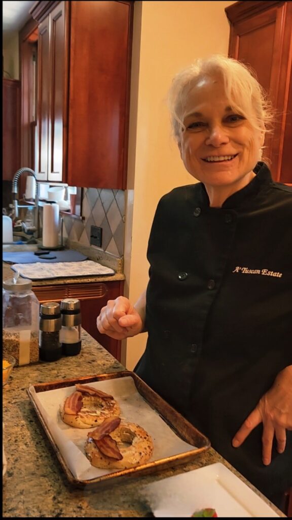 Spend 11 Awesome Days in the Willamette Valley 5 B & B owner preparing breakfast in the kitchen of A'Tuscan Estate.