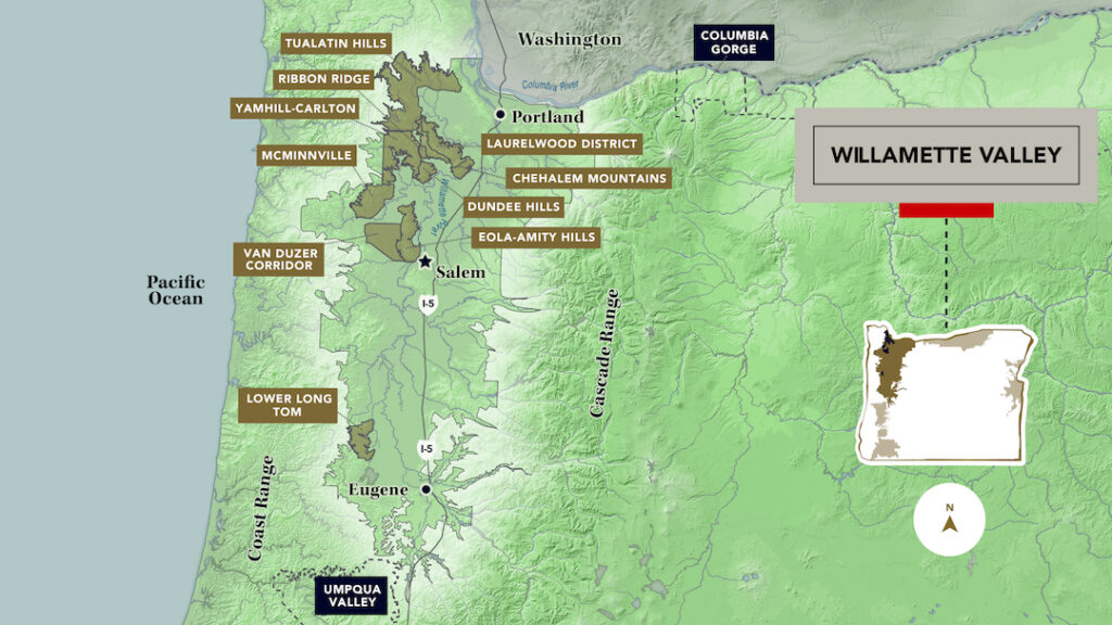 26 Sensational Must-Visit Oregon Wineries in the Willamette Valley 2 Map of the Willamette Valley AVA's