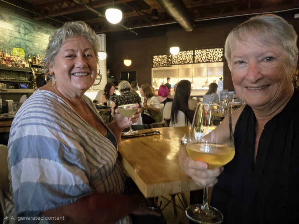 Greensboro: Big, Unexpected Adventures From 1781 Battlefield to Jeansboro 39 Two women having a drink at their table.